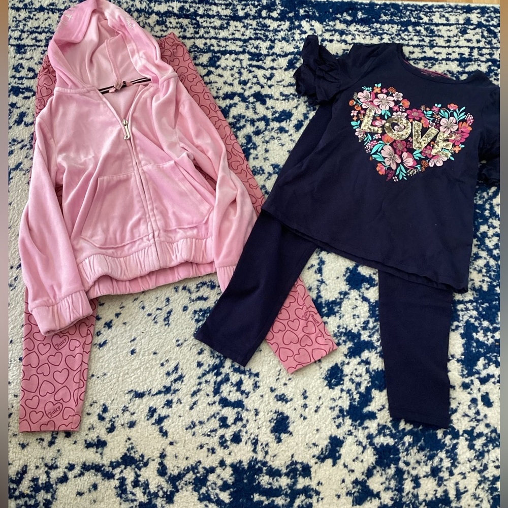 Juicy Couture Light Pink Kids Hoodie & pant / Isaac Mizrahi blue set “LOVE”